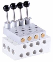 Distribuitoare 5/2 si 5/3 cu maneta - montaj pe placa